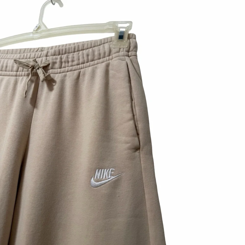 Nike Sportswear Womens Fleece Wide Leg Sweatpants Size S Tan Cream Athleisure